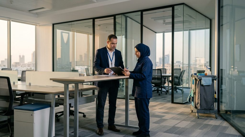 مراجعة نطاق عقد نظافة مكاتب بالرياض قبل التوقيع